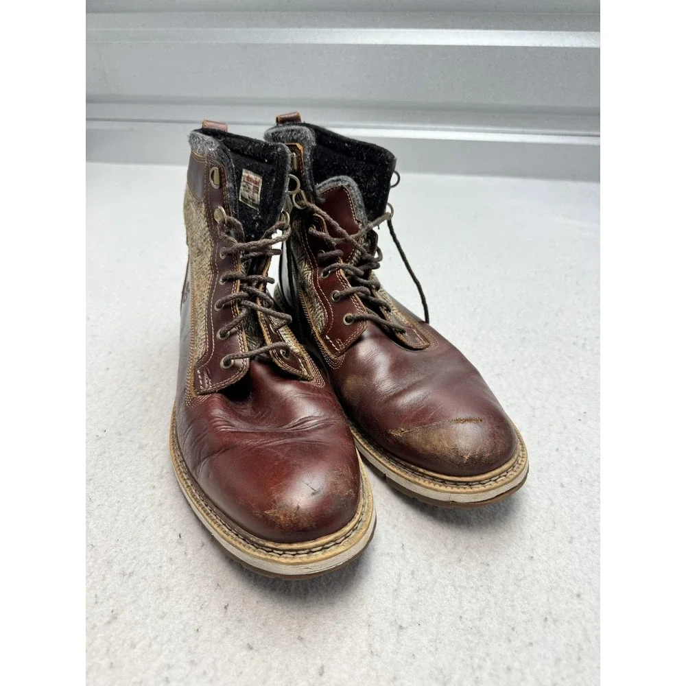 Timberland Boots Mens Size 10.5 Brown Leather Harris Tweed Herringbone A123T